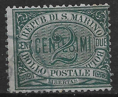 San Marino 1877 Cifra O Stemma C2 Verde Sa N.1 US - Used Stamps