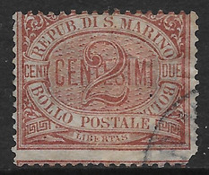 San Marino 1894 Cifra O Stemma C2 Carminio Sa N.26 US - Used Stamps