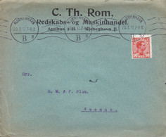 Denmark C. Th. ROM Redskabs- Og Maskinhandel, Tms. Cds. KJØBENHAVN B. (2.) 1917 Cover Brief ASSENS (Arr.) Chr. X. Stamp - Cartas & Documentos