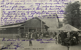 Créteil - La Place Du Marché - Les Halles - Foire Marchands Stands - 1904 - Creteil