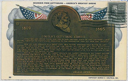 37225  - USA - MAXIMUM CARD -  GETTISBURG - LINCOLN 1952 - Cartoline Maximum