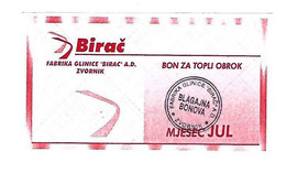 *bosnia Birac Fabrik  Zvornik Hot Meal  Juli  Ref71   Unc - Bosnia Y Herzegovina