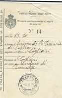 REGNO RICEVUTA VAGLIA 1926 TRAMATZA SARDEGNA - Strafport Voor Mandaten