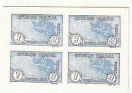 ESSAY Couleur Y.T 155 Bloc De 4 Sur Papier Carton Pas De Gomme Non Dentelé - Farbtests 1900-1944