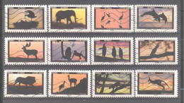 France Autoadhésifs Oblitérés N°2099/2110 (Série Complète - Les Animaux Au Crépuscule) (Lignes Ondulées) - Used Stamps