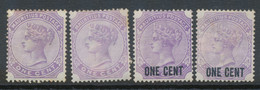 MAURITIUS 1893, Queen Victoria 1c Pale Violet And 2c With Overprint ONE CENT Both In Two Shades Very Fine M/M - Mauritius (...-1967)