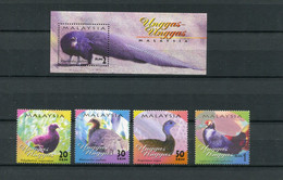 Malaysia - Block Nr. 42 Und Mi.Nr. 915 / 918 A - "Einheimische Vögel" ** / MNH (aus Dem Jahr 2000) - Malesia (1964-...)