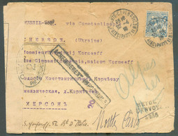 25c. Obl. Sc MONTE-CARLO MONACO Sur Lettre Du 30-4-1919 Vers Kherson (UKRAINE) + Griffe ACHEMINEMENT IMPOSSIBLE, Et RETO - Cartas & Documentos