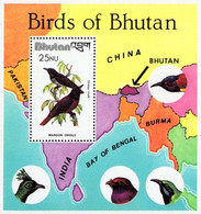 MDB-BK4-451-7 MINT ¤ BHUTAN 1982 BLOCK  ¤  OISEAUX  BIRDS PAJAROS  VOGELS  VÖGEL - Sperlingsvögel & Singvögel