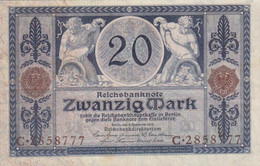 Germany 20 Mark 1915, S/N C2858777 XF, P-63a, - 20 Mark