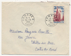 FRANCE - Env Affr 15F Foire De Paris, Obl "S.H.A.P.E. PARIS" 24/8/1954 - Lettres & Documents