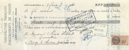 Mandat Manufacture Française D'instruments De Mesure - Ligny En Barrois - Timbre Fiscal 15c (1930) - Brieven En Documenten