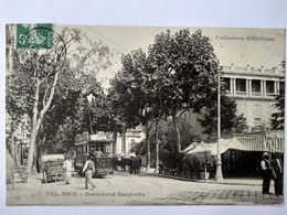 CPA NICE - Boulevard Gambetta - Animée Tramway 1908 - TBE - Sonstige & Ohne Zuordnung