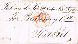 46776. Carta Entera Prefilatelica PONTEVEDRA 1847, Fecghador Baeza Y Porteo 1 Real Rojo - ...-1850 Prefilatelia