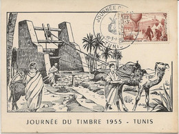 TUNISIE - CARTE JOURNEE DU TIMBRE 1955 - Tunisie (1956-...)