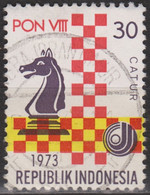 INDONESIE,echecs, Echec, Chess,  Yvert N° 659  Oblitéré Emis En 1973 - Echecs