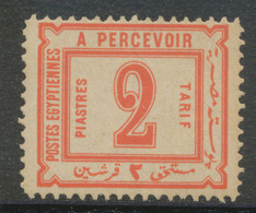 EGYPT 1884 Postage Due 2 Piastres Superb Unused M/M (Scott J4 $ 240.-++) - 1866-1914 Khedivato Di Egitto