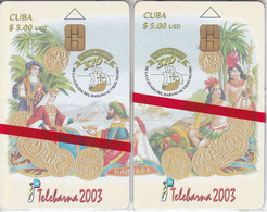 Nº 181-182 PUZZLE DE 2 TARJETAS DE CUBA DE TELEBARNA 2003 DE TIRADA 1000  (NUEVAS-MINT) - Kuba