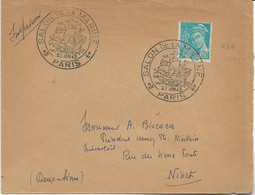 LETTRE AFFRANCHIE N°549 OBLTERE CACHET COMMEMORATIF " SALON DE LA MARINE PARIS - 23 JUIN 1943 - Commemorative Postmarks