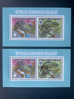 Madagascar Madagaskar 1993 Mi. 1534 1535Aa B Klb Gold Silver Overprint Scouts Jamboree Baden-Powell Lions International - Rotary Club