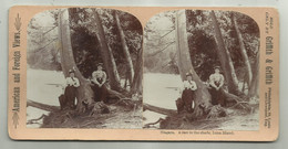 NIAGARA - A REST IN THE SHADE, LUNA ISLAND  - CARTA   STERESCOPICA EDIT. GRIFFITH & GRIFFITH - Stereo-Photographie