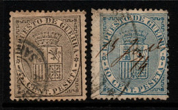 0131- SPAIN 1874- SC#:MR1, MR2 - USED - WAR TAX STAMPS - Franchise Militaire