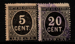 0145- SPAIN 1898 - SC#: MR23, MR26 - MNG/USED - WAR TAX STAMPS - Military Service Stamp