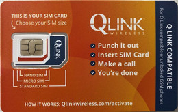USA : GSM  SIM CARD  : 4 Cards From QLINK  (4 Different Exp. Dates) - Cartes à Puce