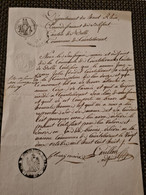 Papier Timbre COURTELEVANT DELLE Conscription Généalogie JOLIE Corps De L'armée 1808 - Covers & Documents