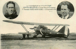 Aviation * Les Vainqueurs De L'atlantique * Aviateurs COSTE Et BELLONTE Et Avion Point D'Interrogation * 1930 - Airmen, Fliers