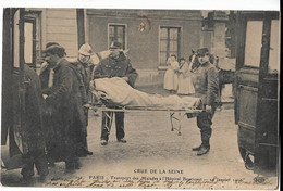 75 Paris   -  75015  -  Crue  De La Salle -  Transport Des Malades A L'hopital  Boucicaut -  20 Janvier 1910 - Arrondissement: 15