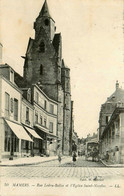 Mamers * La Rue Ledru Rollin Et église St Nicolas * Café Des Halles - Mamers