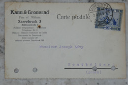 BE5 SAARBIET BELLE CARTE  1927 A MONTBELIARD FRANCE  +++ ACH. LEVY +AFFRANCH. PLAISANT - Postal Stationery