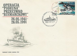 Poland FDC.3184: Operation Piorun - Bismarck Ship - FDC