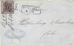 1854 - Letter From MANNHEIM To Cöln   Affr. Michel  N° 4 - Cartas & Documentos