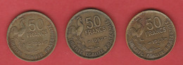 50 Francs Guiraud - Lot De 3 Monnaies - 1951 B, 1952 B, 1953 B, Beaumont Le Roger - Otros & Sin Clasificación