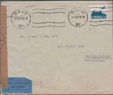 1941. NORGE. 45 ØRE LUFTPOST On Censored Cover To Berlin Cancelled OSLO 2 5. 41. MED LUFTPO... (Michel A 136) - JF524466 - Cartas & Documentos