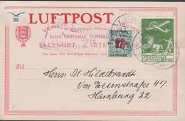 1925. DANMARK. Air Mail. 10 øre Green + 27 On 1 Kr. On 10 øre BREVKORT To Hamburg Cancelled K... (Michel 143) - JF432311 - Airmail