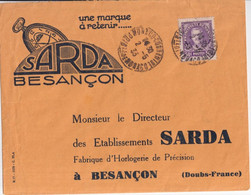 1933 - MONACO - ENVELOPPE PUB ILLUSTREE HORLOGERIE De BESANCON (DOUBS) De CONDAMINE - Lettres & Documents