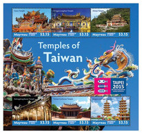 Mayreau Grenadines Of St. Vincent-2015-TAIWAN STAMP EXPO-TEMPLES SHEETLET OF 6 - St.Vincent & Grenadines