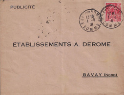 EXPO COLONIALE - 50C FEMME FACCHI - PERFORATION AD - ETABLISSEMENT A-DEROME - BRAY SUR SOMME - SOMME - 1-8-1931 - Storia Postale