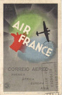 AIR FRANCE BRESIL Santos CPNA Nouvel An Voeux 1934 ENTIEREMENT TRANSPORTE PAR AVION Repiquage Café Coffee ALMEIDA PRADO - Covers & Documents