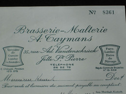 1943 Orig. Factuur Brouwerij Brasserie TAYMANS - JETTE ST PIERRE Spécialité De GUEUZE LAMBIC FARO BIERE DE MENAGE - Invoices