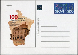 SLOVAQUIE 2019 - ENTIER POSTAL N° 298 CDV 267/19 - 100e ANNIVERSAIRE DU COMTÉ DE ZEMPLIN TBE - Postales