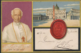 Art Card By R. Heineke  Vatican Rom Leon XIII Pope . Undivided Back Gereman Stamp With Holes 1903 - Vaticano