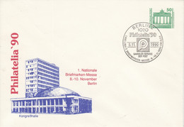 D PU 17/3  Philatelia`90 - 1. Nationale Briefmarken-Messe 8.-10. November Berlin - Kongreßhalle - Buste Private - Usati