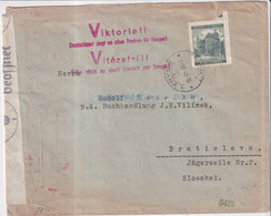 Delcampe - 1941 - BÖHMEN UND MÄHREN - MARQUE  PROPAGANDE De GUERRE VIKTORIA !! Sur ENVELOPPE CENSUREE De PRAGUE => BRATISLAVA - Covers & Documents