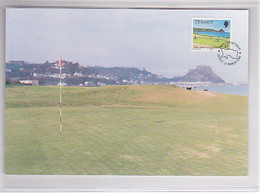 Delcampe - SPORTS, GOLF, ROYAL JERSEY GOLF CLUB, GOLF COURSE, CM, MAXICZRD, CARTES MAXIMUM, OBLIT FDC, 1989, JERSEY - Golf