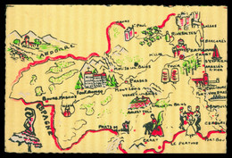 Delcampe - * Cpsm - Carte Toilée Tissée - Plan De L'ESPAGNE ANDORRE Frontière - Géographique - Publicité POLYFLOK - RARE !!! - Landkarten