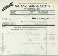 FREITAL B Dresden Sachsen Deko Rechnung 1932 " W.MICHALK & Sohn Armaturenfabrik " - Electricity & Gas